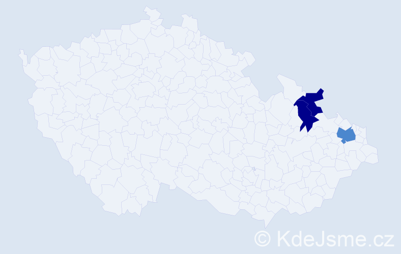 Příjmení: 'Dančiová', počet výskytů 7 v celé ČR