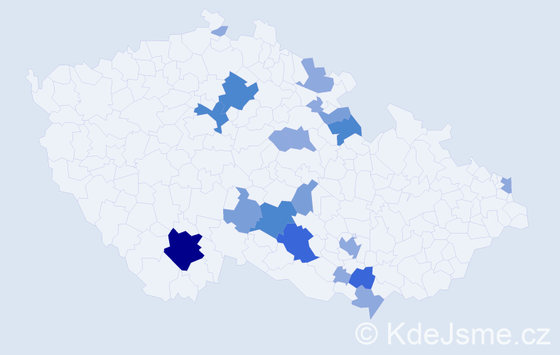 Příjmení: 'Lopatářová', počet výskytů 42 v celé ČR