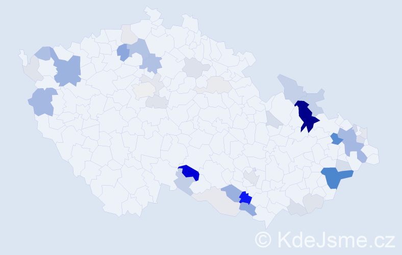 Příjmení: 'Kret', počet výskytů 129 v celé ČR