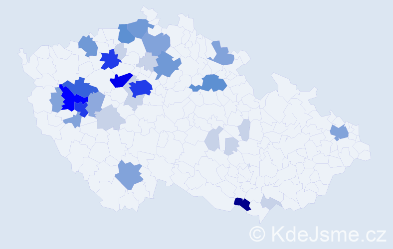Příjmení: 'Saková', počet výskytů 112 v celé ČR