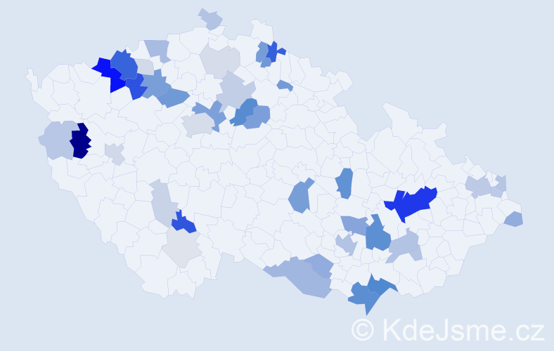 Příjmení: 'Šarközi', počet výskytů 145 v celé ČR