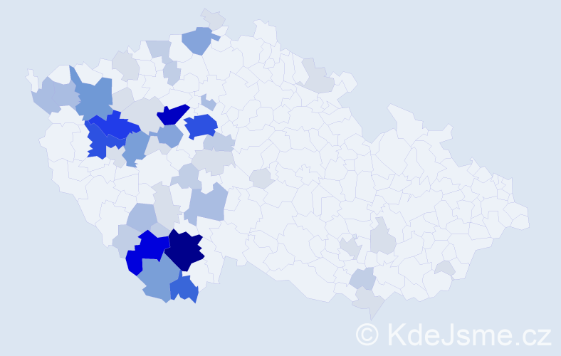 Příjmení: 'Toncar', počet výskytů 182 v celé ČR