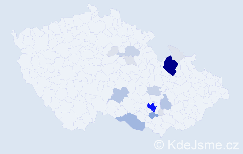 Příjmení: 'Vejchoda', počet výskytů 68 v celé ČR
