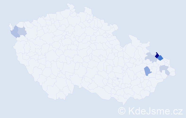 Příjmení: 'Kovarová', počet výskytů 11 v celé ČR