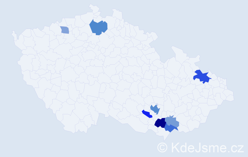 Příjmení: 'Merlíčková', počet výskytů 18 v celé ČR
