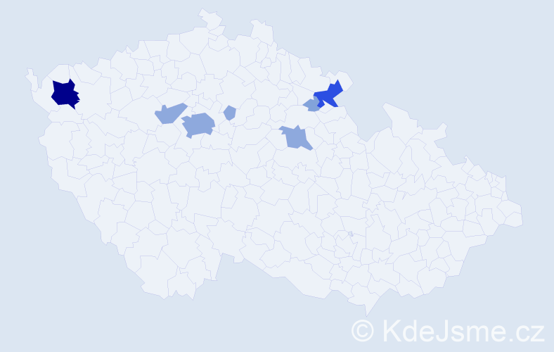 Příjmení: 'Pádr', počet výskytů 19 v celé ČR