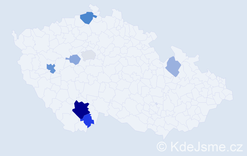 Příjmení: 'Cisler', počet výskytů 21 v celé ČR