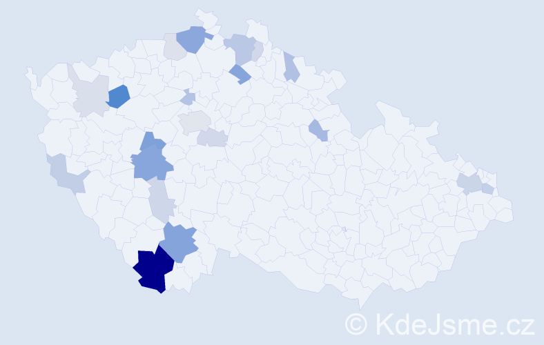 Příjmení: 'Hajerová', počet výskytů 55 v celé ČR