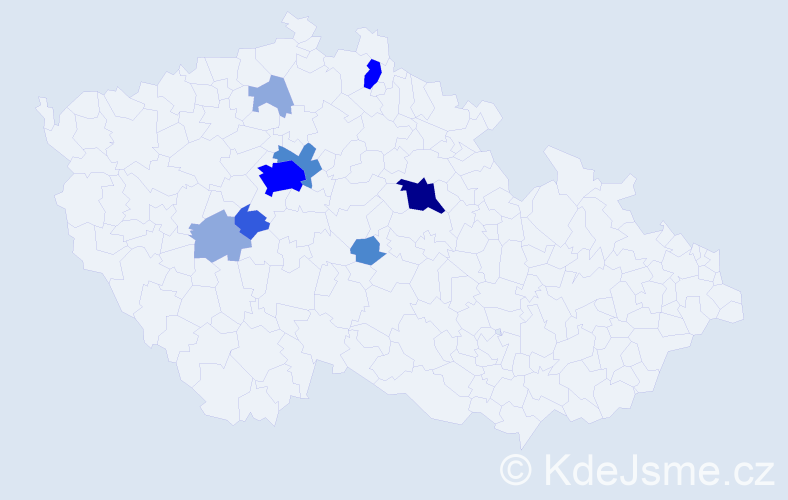 Příjmení: 'Kubista', počet výskytů 22 v celé ČR
