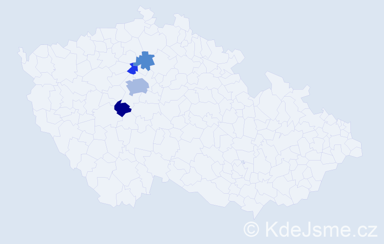 Příjmení: 'Mester', počet výskytů 8 v celé ČR