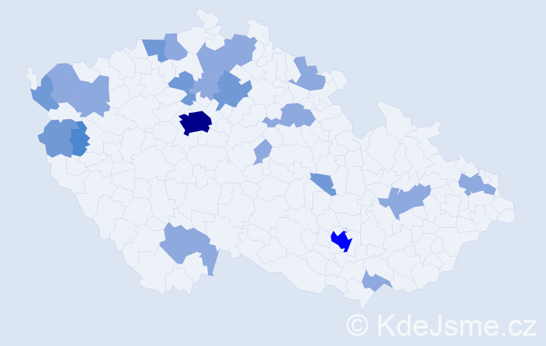 Příjmení: 'Pitoňáková', počet výskytů 43 v celé ČR