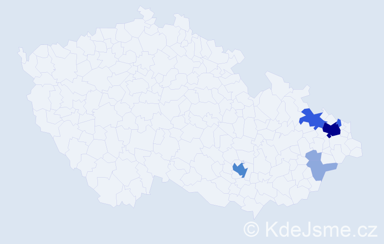 Příjmení: 'Kostruh', počet výskytů 15 v celé ČR