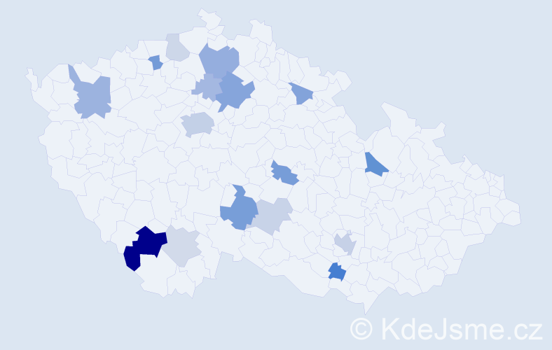 Příjmení: 'Cabajová', počet výskytů 36 v celé ČR