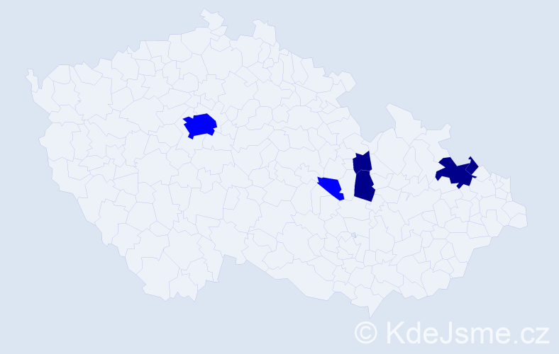 Příjmení: 'Palcer', počet výskytů 16 v celé ČR