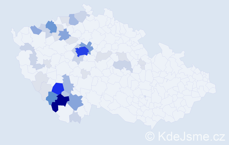 Příjmení: 'Předotová', počet výskytů 144 v celé ČR