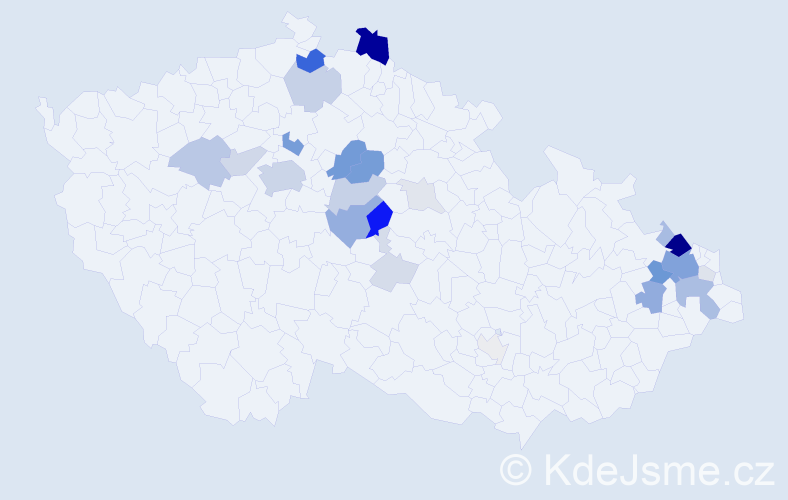 Příjmení: 'Cyrus', počet výskytů 102 v celé ČR