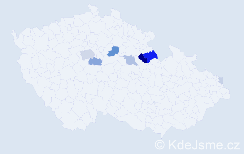 Příjmení: 'Kalecká', počet výskytů 22 v celé ČR