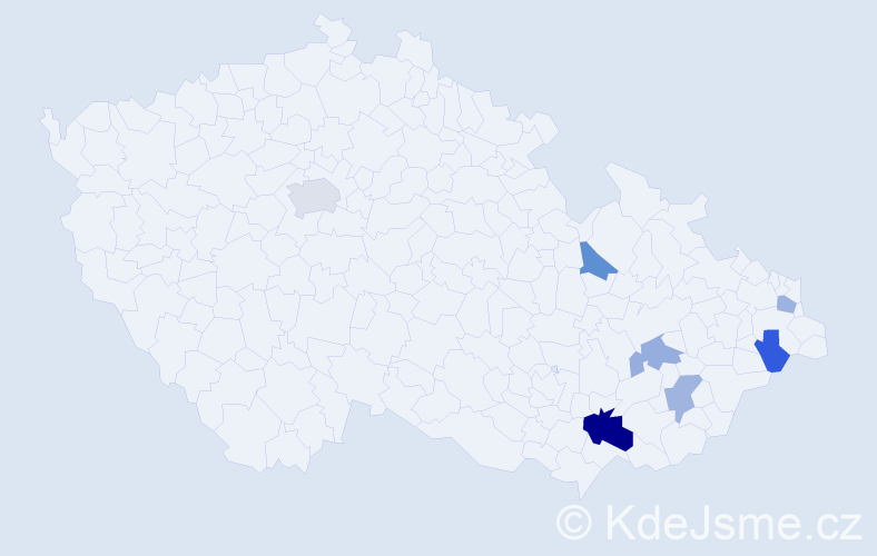Příjmení: 'Čechál', počet výskytů 11 v celé ČR