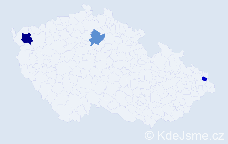 Příjmení: 'Bogdáň', počet výskytů 5 v celé ČR