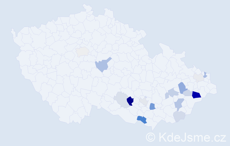 Příjmení: 'Nerádová', počet výskytů 37 v celé ČR