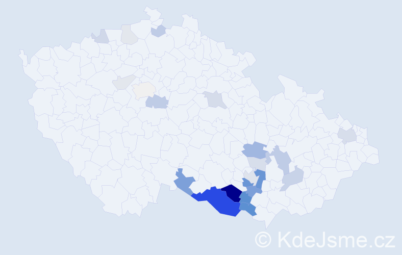 Příjmení: 'Demek', počet výskytů 69 v celé ČR