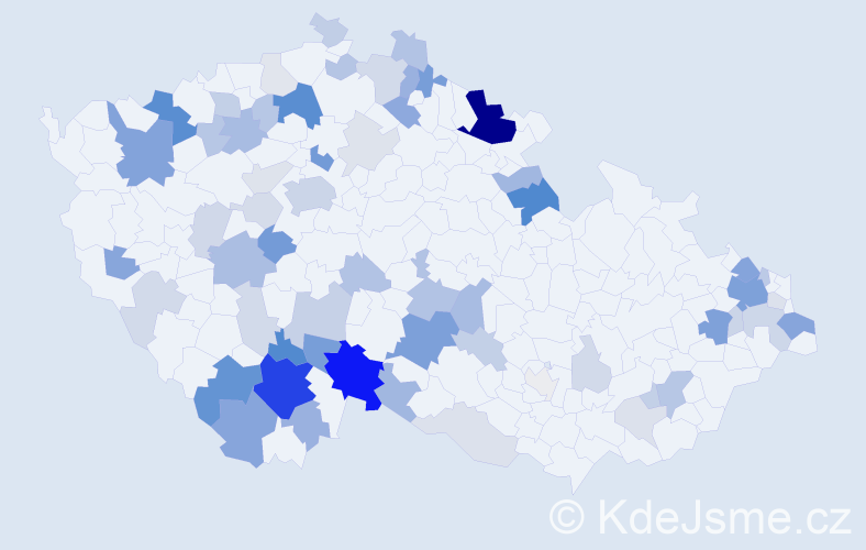 Příjmení: 'Kasper', počet výskytů 198 v celé ČR
