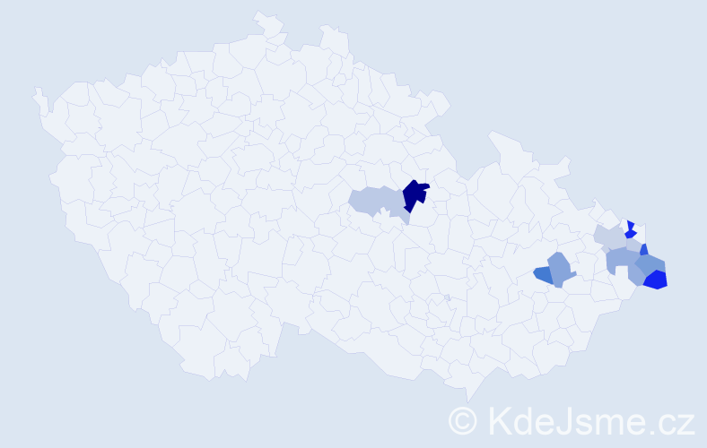 Příjmení: 'Klusek', počet výskytů 22 v celé ČR