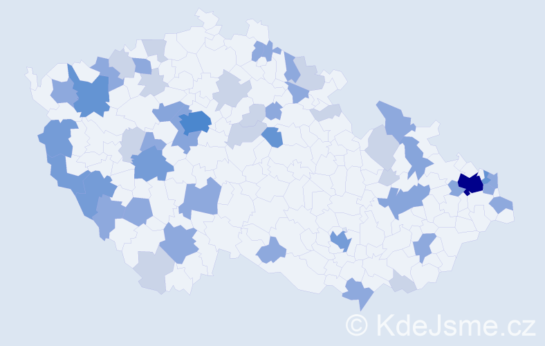 Příjmení: 'Rišková', počet výskytů 122 v celé ČR