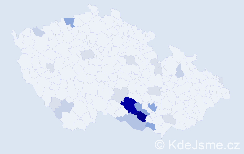 Příjmení: 'Tručka', počet výskytů 91 v celé ČR