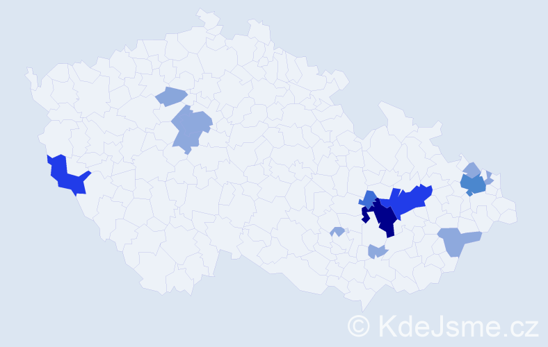 Příjmení: 'Pišťáková', počet výskytů 39 v celé ČR