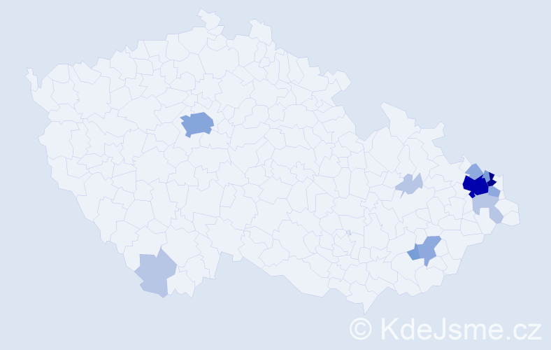 Příjmení: 'Starostka', počet výskytů 62 v celé ČR