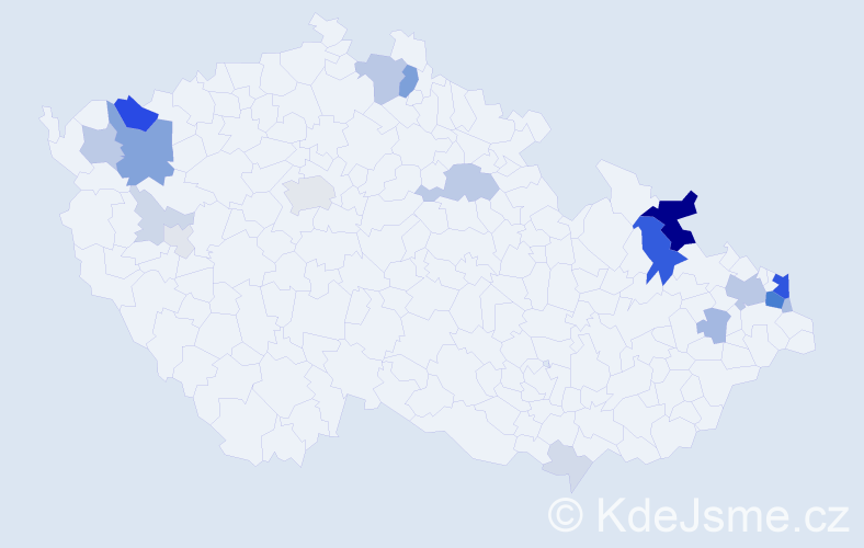 Příjmení: 'Balická', počet výskytů 78 v celé ČR