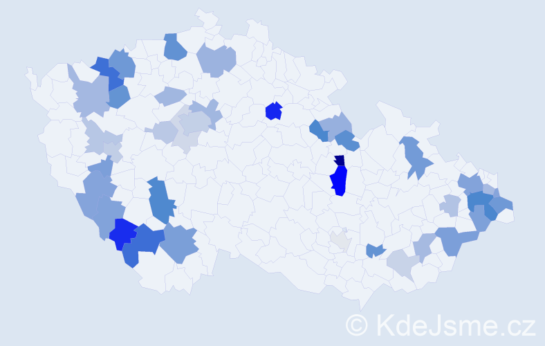 Příjmení: 'Kašperová', počet výskytů 102 v celé ČR