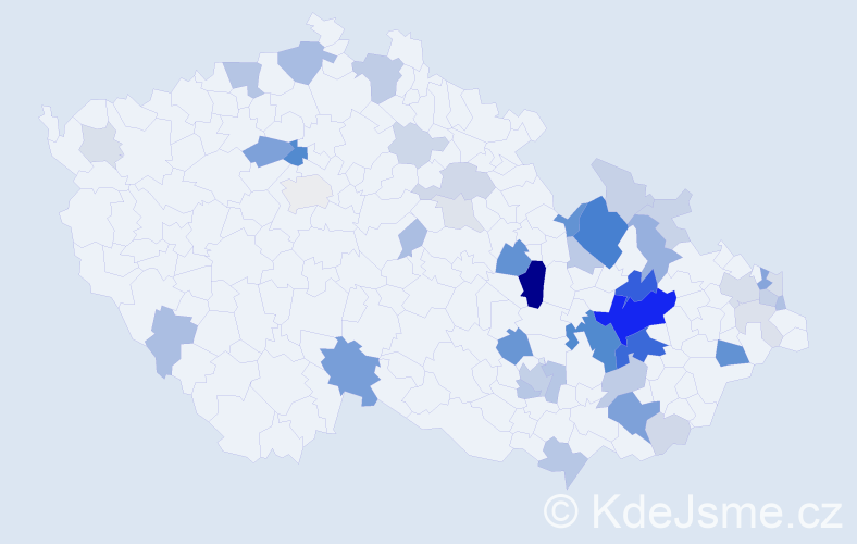 Příjmení: 'Kluka', počet výskytů 144 v celé ČR