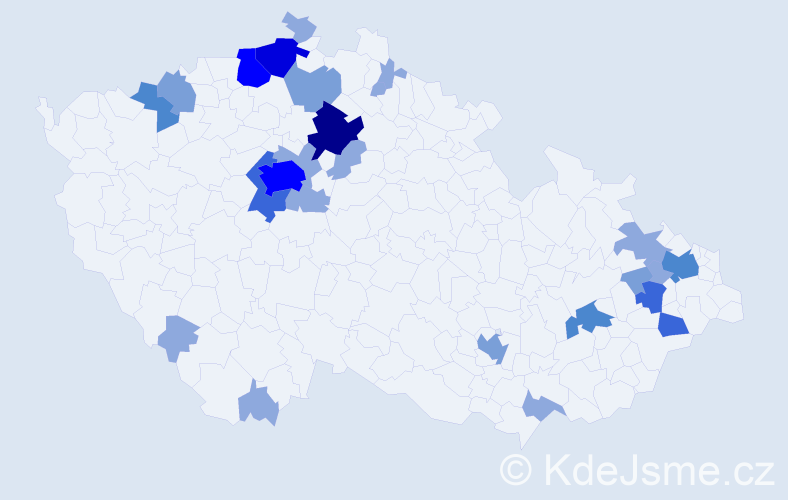 Příjmení: 'Kopčanová', počet výskytů 63 v celé ČR