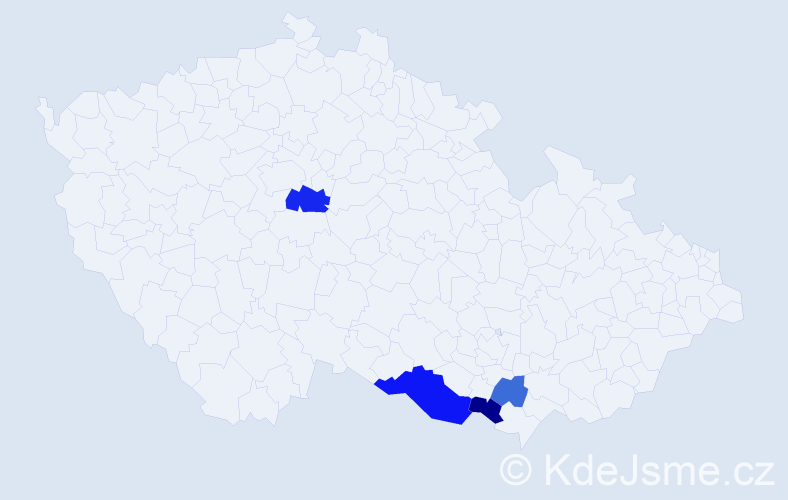 Příjmení: 'Procingrová', počet výskytů 7 v celé ČR