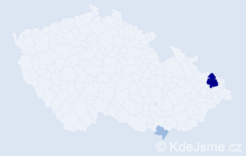 Příjmení: 'Kubinák', počet výskytů 9 v celé ČR