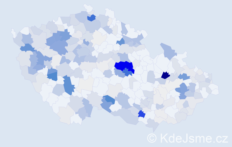 Příjmení: 'Horník', počet výskytů 919 v celé ČR