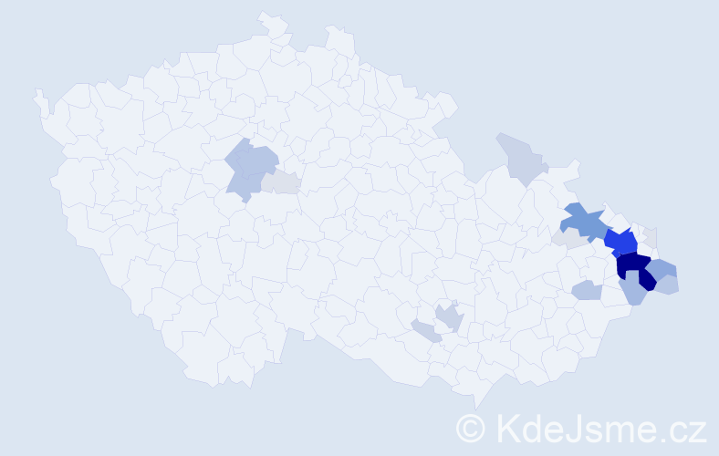 Příjmení: 'Dužík', počet výskytů 81 v celé ČR