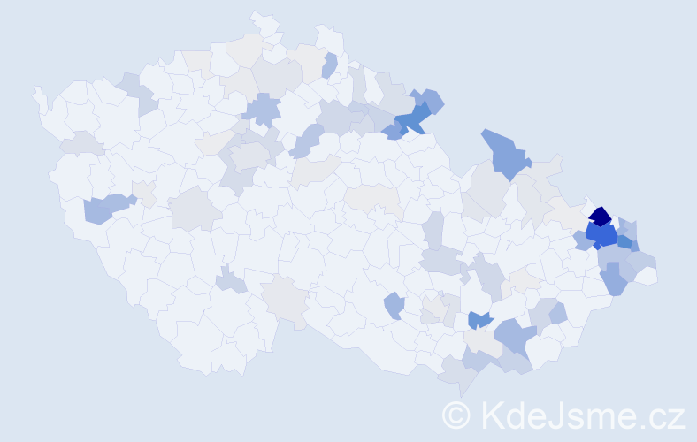 Příjmení: 'Kubinová', počet výskytů 402 v celé ČR