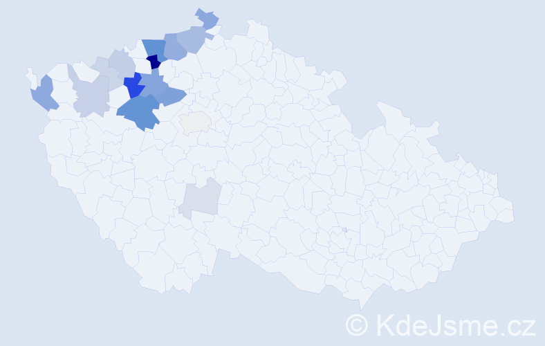 Příjmení: 'Čečrle', počet výskytů 53 v celé ČR