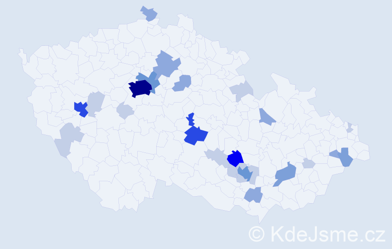 Příjmení: 'Kerber', počet výskytů 70 v celé ČR