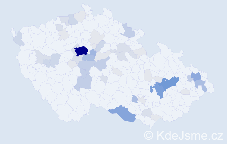 Příjmení: 'Dlabal', počet výskytů 182 v celé ČR