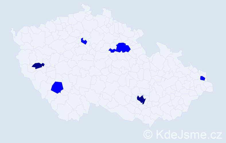 Příjmení: 'Hašanová', počet výskytů 8 v celé ČR