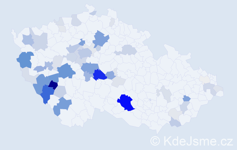Příjmení: 'Noha', počet výskytů 206 v celé ČR