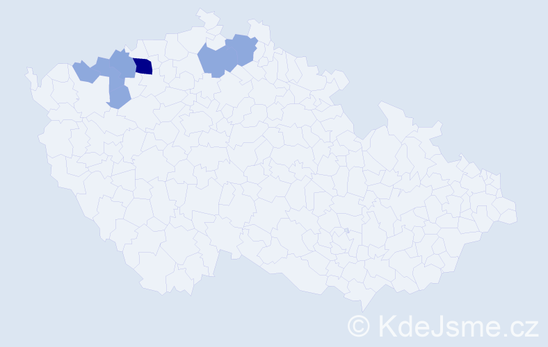 Příjmení: 'Vomastová', počet výskytů 16 v celé ČR