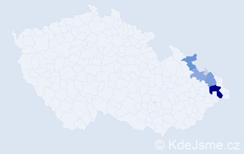 Příjmení: 'Měkýšová', počet výskytů 24 v celé ČR