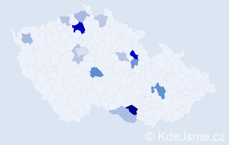 Příjmení: 'Ducká', počet výskytů 24 v celé ČR