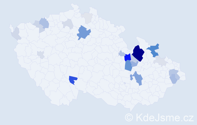Příjmení: 'Mildová', počet výskytů 69 v celé ČR