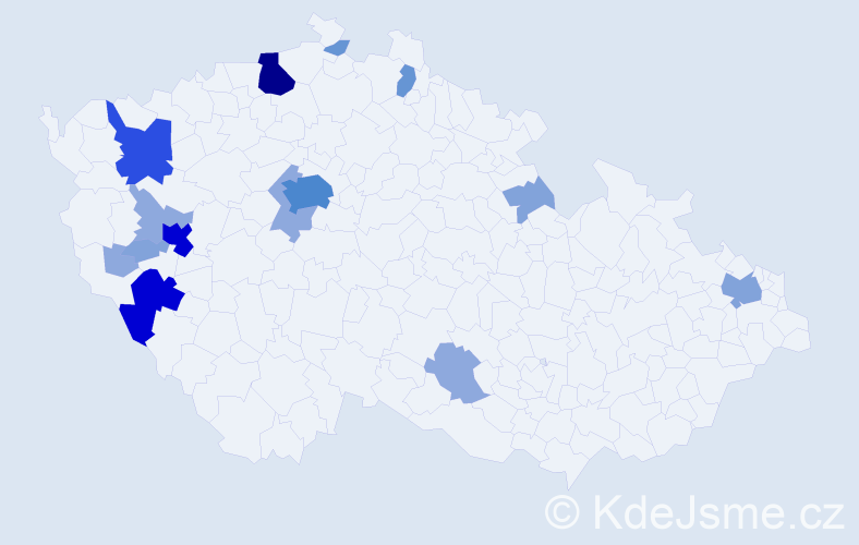 Příjmení: 'Hostaš', počet výskytů 47 v celé ČR